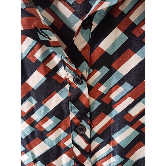 Eloquii Maxi Dress Pleated Geometric Button Front Belted Size 14 - Picture 7 of 11